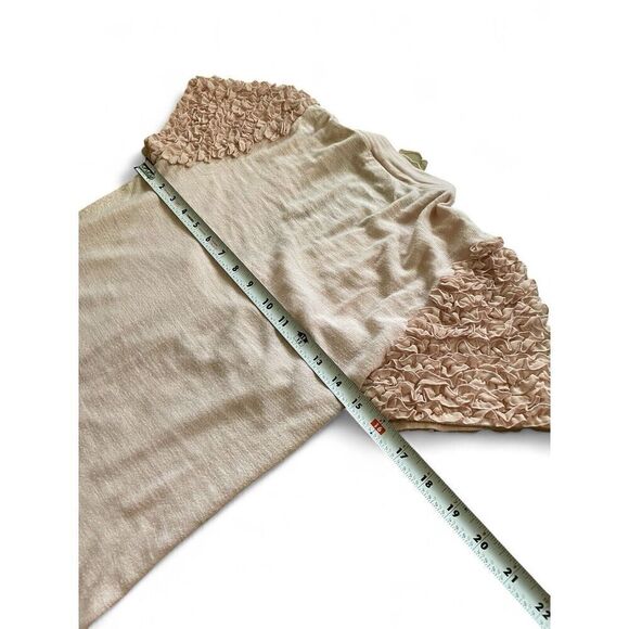 Twelve by twelve Los Angles Pink Ruffle Lace Sleeves Buttons down Women's Top - Picture 5 of 9